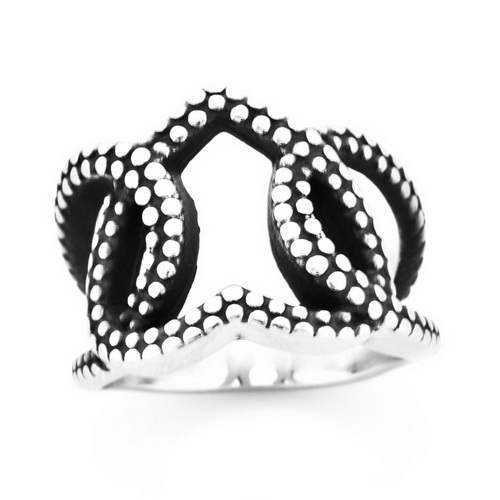 FSR13W28 dot twist rope heart ring - Click Image to Close